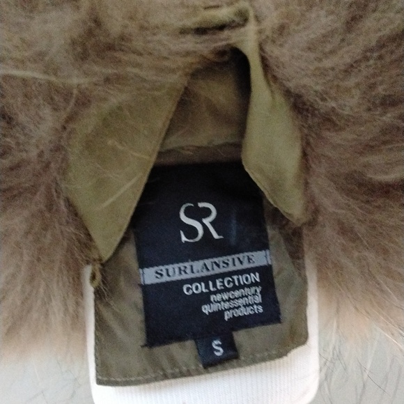 Women's Fox Fur-Trimmed Puffer Coat - Olive - Picture 7 of 15